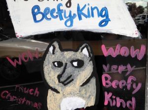 Beefy King's holiday scenes include a jaunty reindeer and fox.